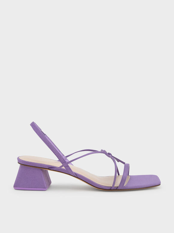 Sandal Strappy Bow Textured Slingback, Purple, hi-res