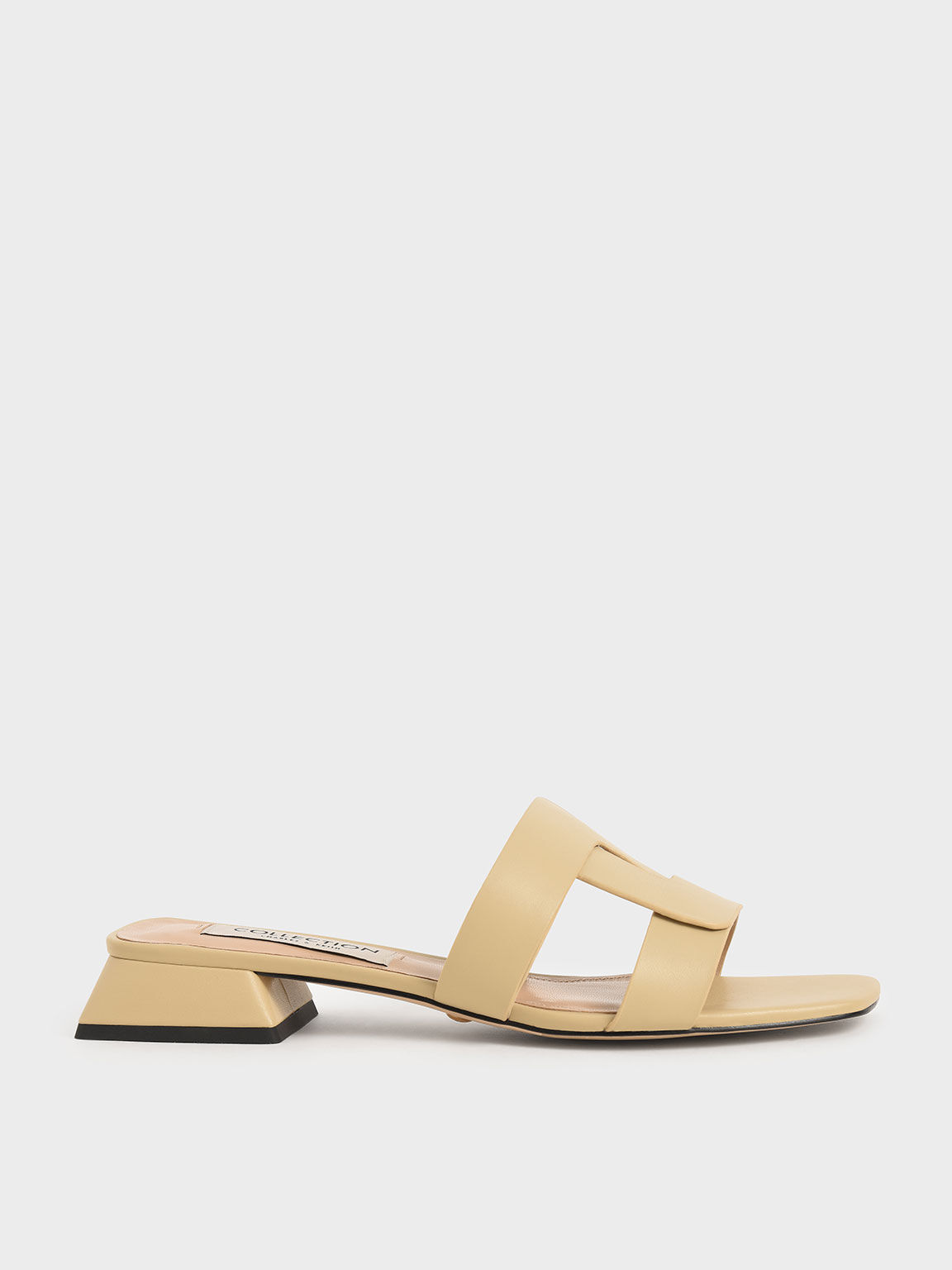Mules Leather Cut Out, Beige, hi-res