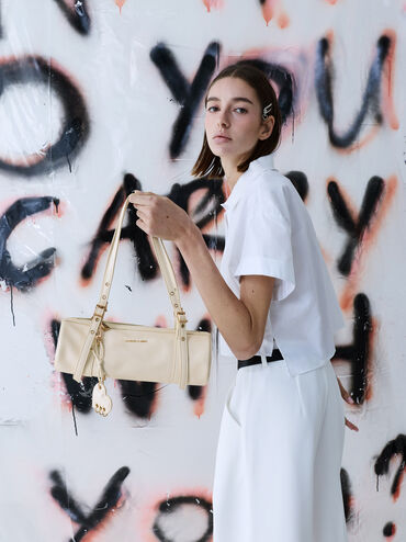 Tas Bahu Elongated Rey, Cream, hi-res