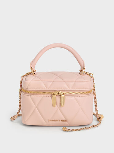 Arwen Quilted Top Handle Vanity Bag, Light Pink, hi-res