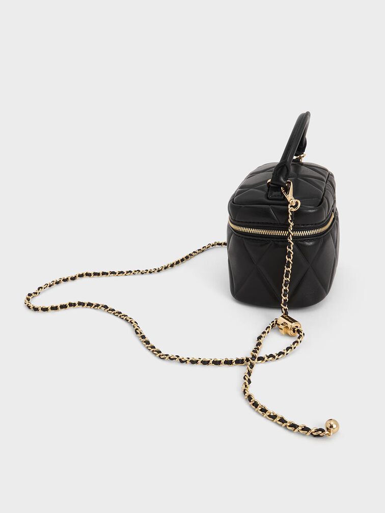 Tas Vanity Top Handle Quilted Arwen, Black, hi-res