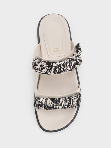 Tayari Leather Printed Double-Strap Sandals, Chalk, hi-res