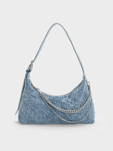 Tas Hobo Chain Atwood Denim, Denim Blue, hi-res