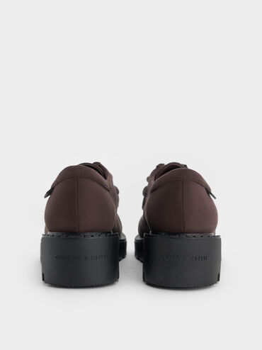 Faux Suede Patterned-Lace Derbys, Dark Brown Textured, hi-res