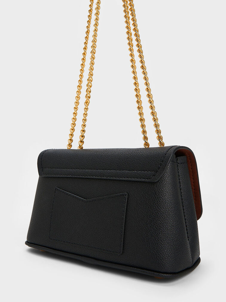 Alcott Push-Lock Chain Bag, Black, hi-res