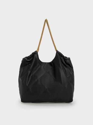 Tas Tote Bag Braided Handle, Black, hi-res