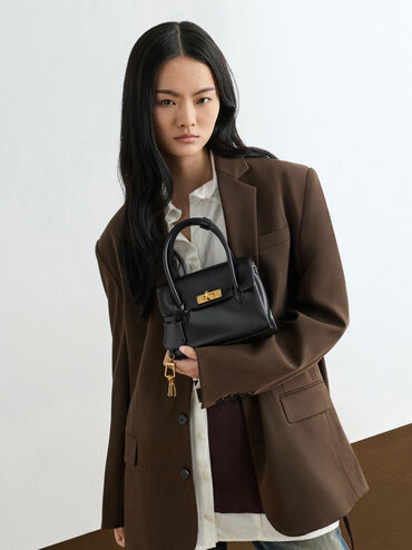 Tas Tote Turn-Lock Kerry Mini, Black, hi-res