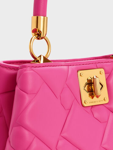 Tillie Quilted Top Handle Bag, Fuchsia, hi-res