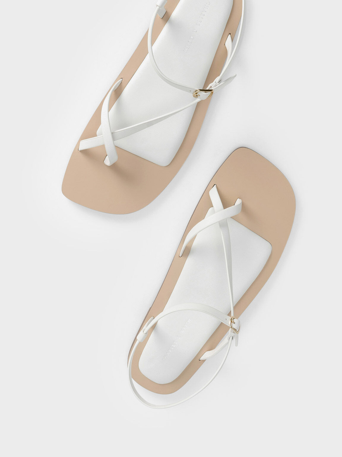 Sandal Toe Ring Textured Asymmetric, White, hi-res