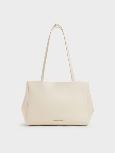Tas Tote Ruched Halsey, Cream, hi-res