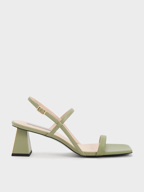 Square-Toe Strappy Sandals, Sage Green, hi-res