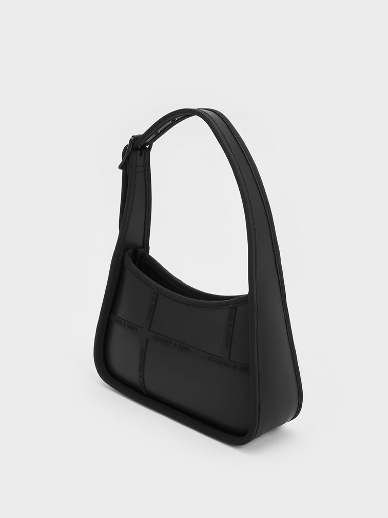 Avenue Contrast-Trim Trapeze Shoulder Bag, Black, hi-res