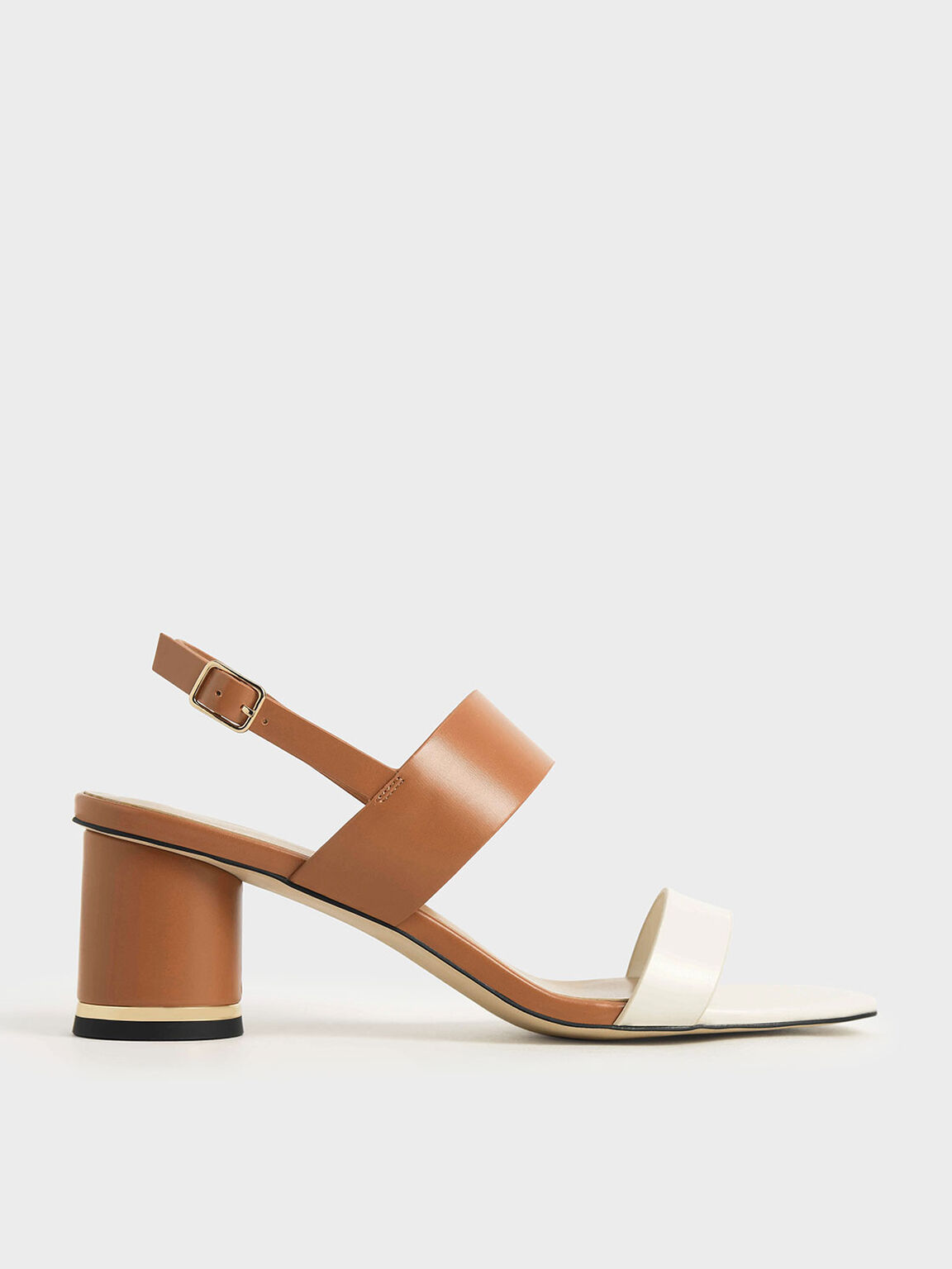 Two-Tone Cylindrical Heel Sandals, Multi, hi-res