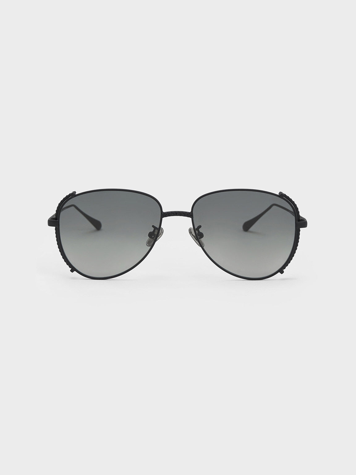 Kacamata Aviator Wireframe Gem-Embellished, Black, hi-res