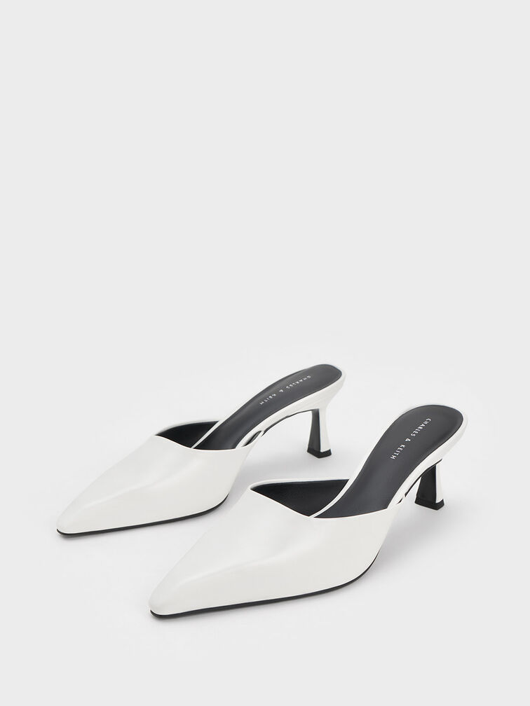 Sepatu Mules Flare Heel, White, hi-res