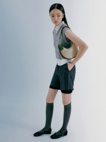 Blume Canvas Braided Curved Hobo Bag, Taupe Canvas, hi-res