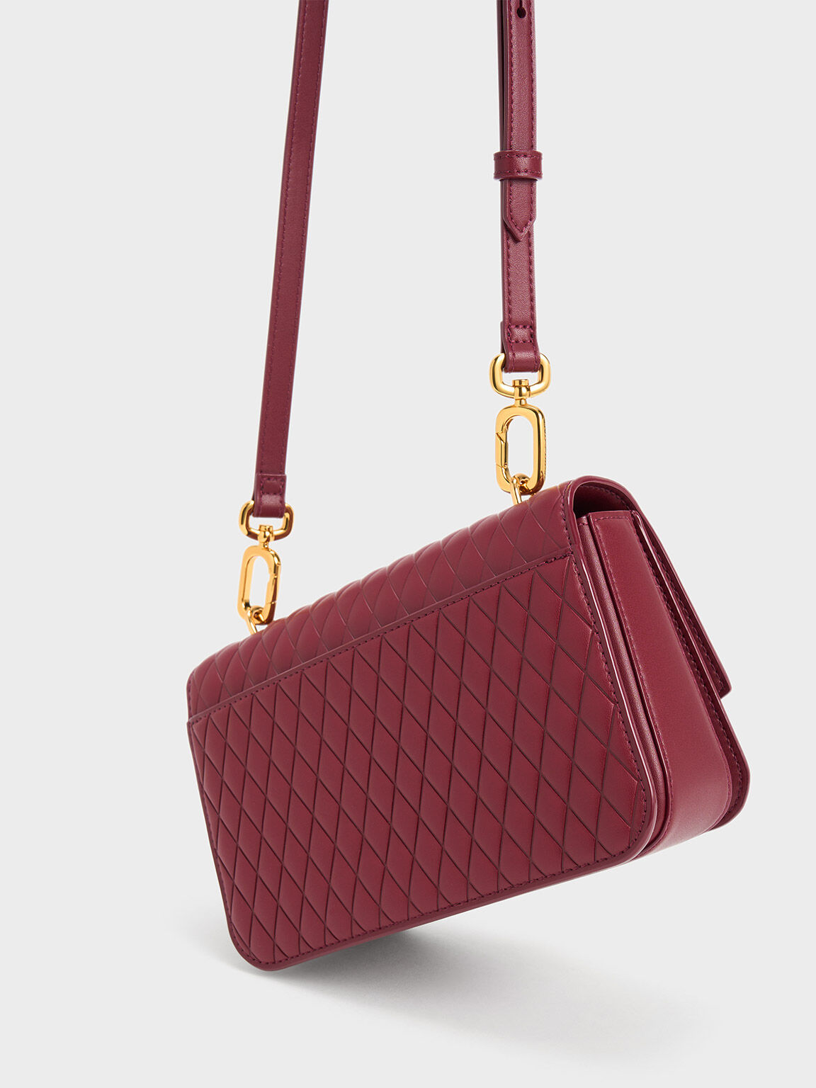 Tas Quilted Metallic Accent Quinlynn, Burgundy, hi-res