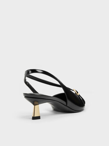 Sepatu Pumps Slingback D'Orsay Asimetris, Black Box, hi-res
