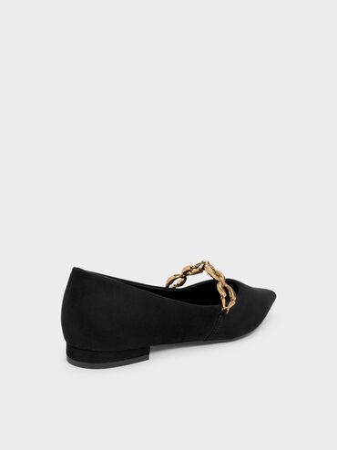 Sepatu Flats Slingback Strappy Patent Maybelle, Black Textured, hi-res