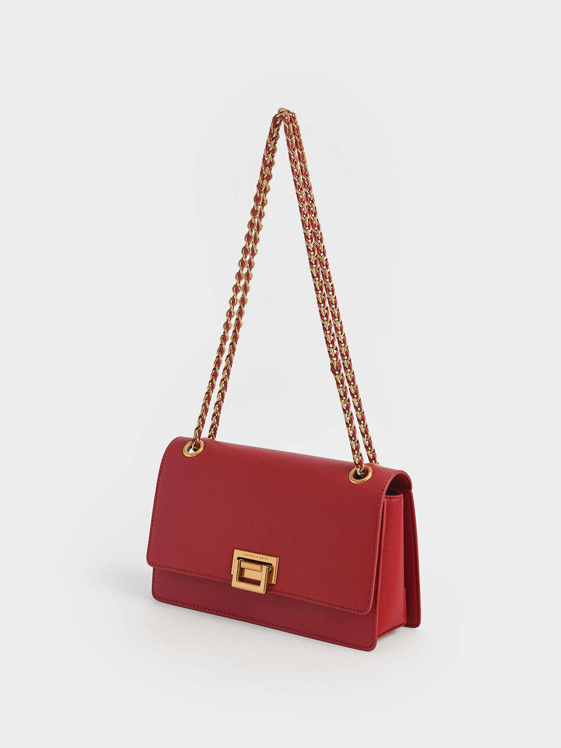 Red Chain Shoulder Bag - CHARLES \u0026 KEITH ID