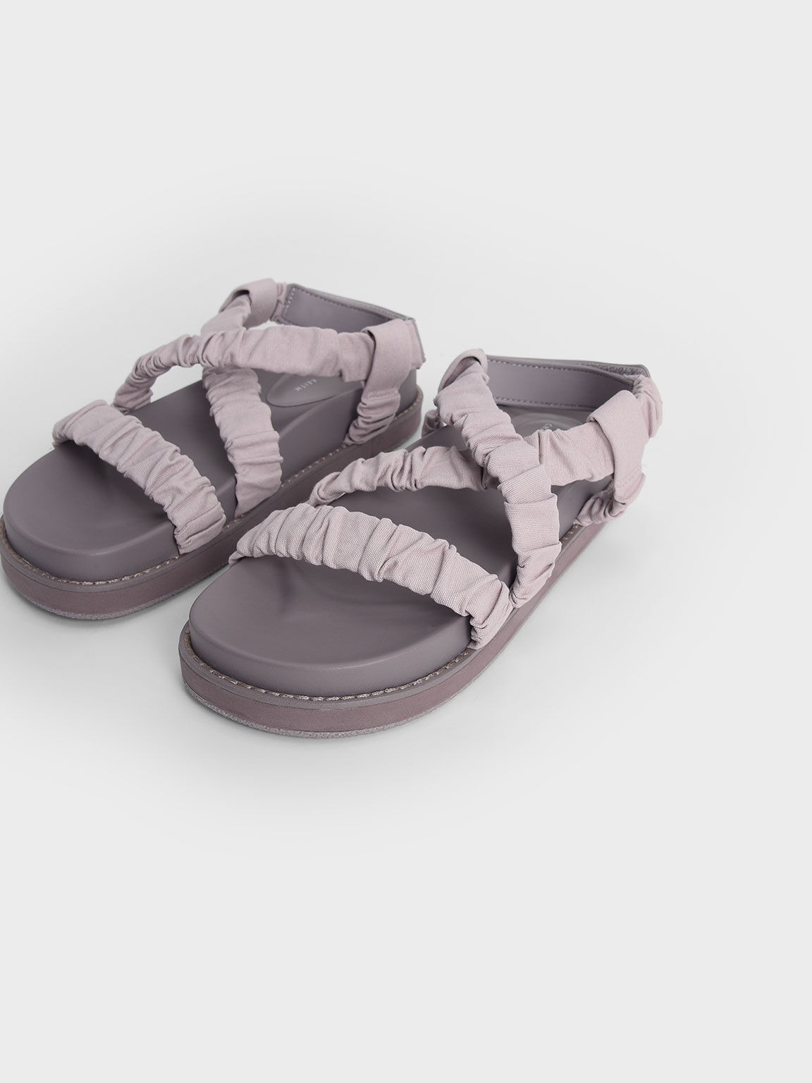 Sandal Canvas Ruched Crossover, Lilac, hi-res