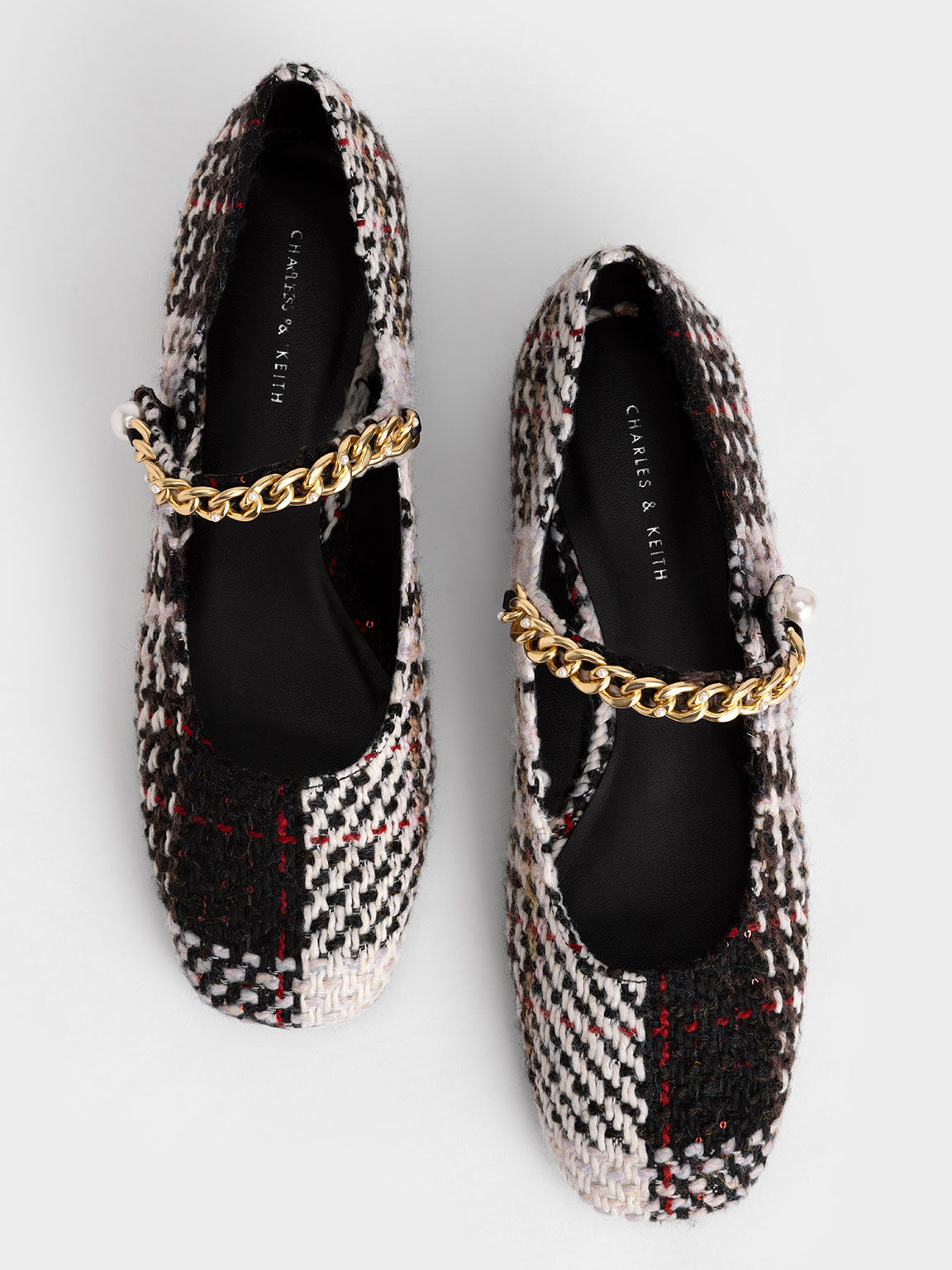 Sepatu Flats Beaded Chain-Link Mary Jane, Multi, hi-res