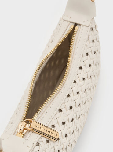 Mini Calla Woven Shoulder Bag, Cream, hi-res