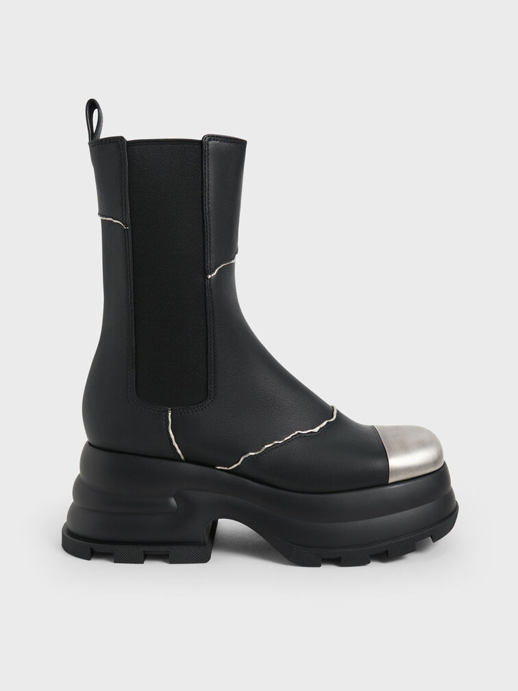 Sepatu Boots Jules Leather Chelsea, Black, hi-res
