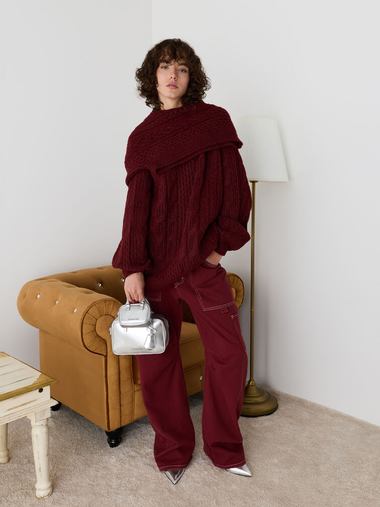 Gantungan Tas Bowling-Bag Sianna Metallic, Silver, hi-res