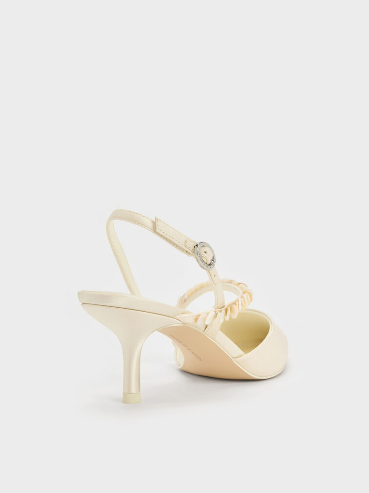 Sepatu Pumps Slingback Sequinned Briella, Cream, hi-res