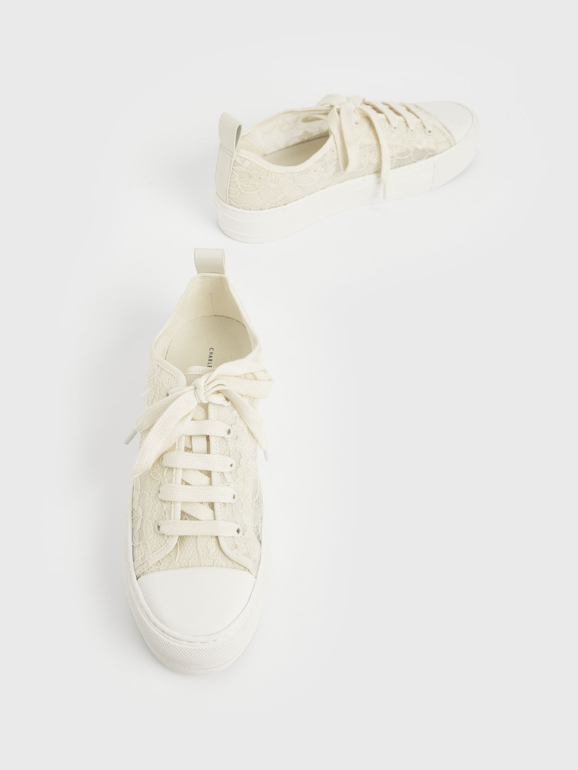 Sepatu Sneakers Lace Low-Top, Cream, hi-res