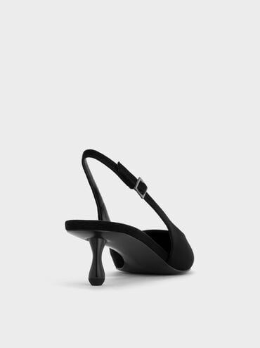 Sepatu Pumps Slingback Ruthie Faux Suede, Black Textured, hi-res