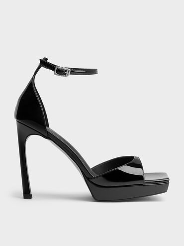 Sandal Heeled Platform Patent, Black Patent, hi-res