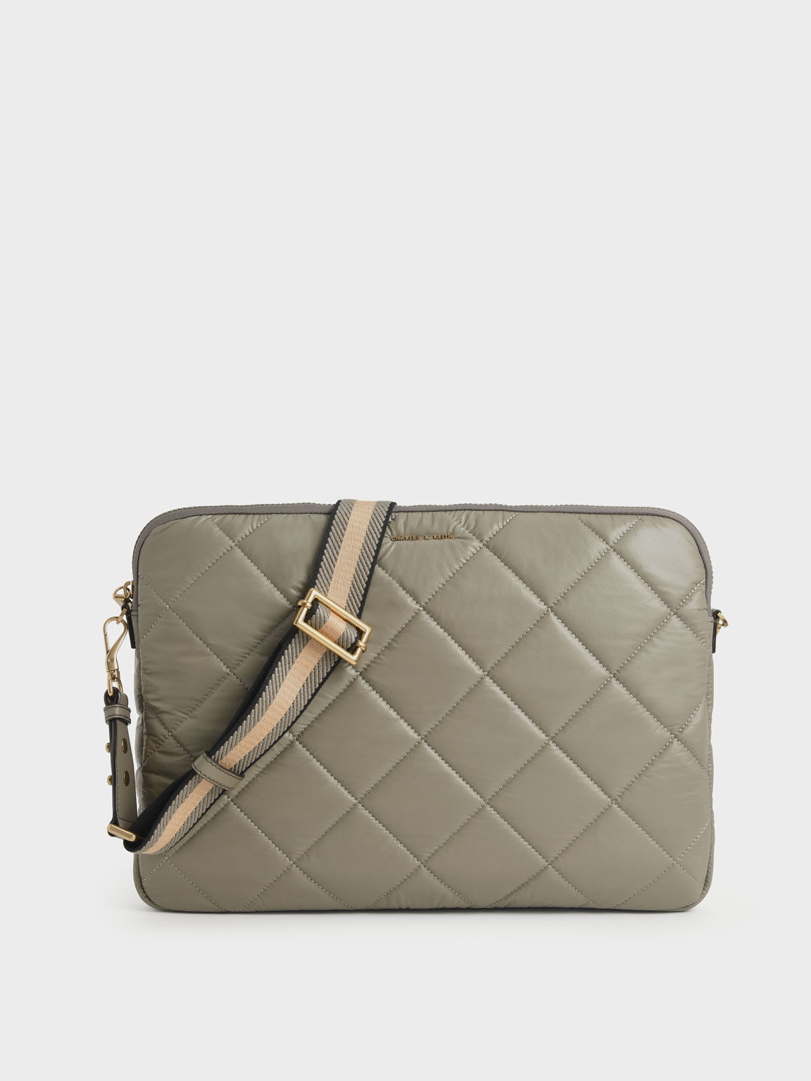 Tas Laptop Quilted, Taupe, hi-res