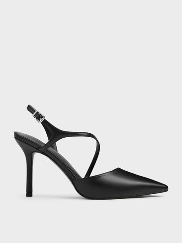 Cordelia Pointed Slingback Pumps, Black, hi-res