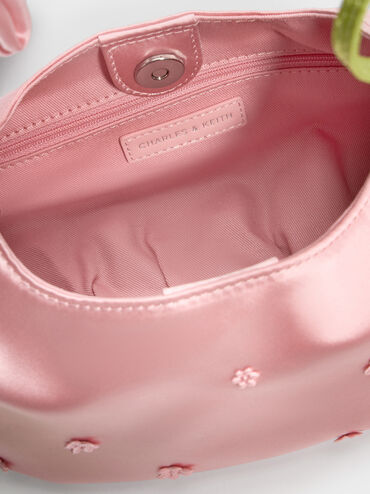 Tas Hobo Floral-Vine Satin Mabel, Pink, hi-res