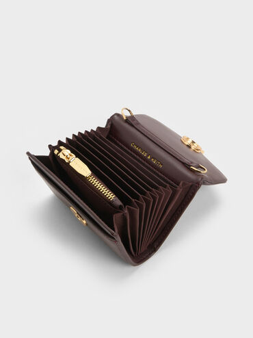 Dompet Chan-Strap Metallic-Accent Lilibet, Plum, hi-res