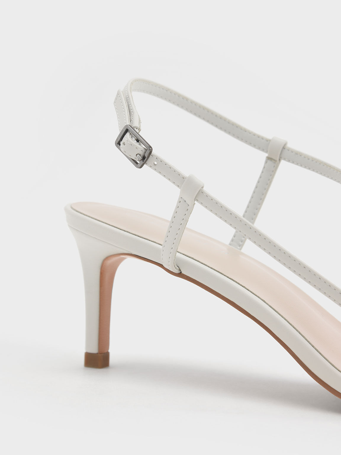 Sandal Heeled Asymmetric Strap, White, hi-res