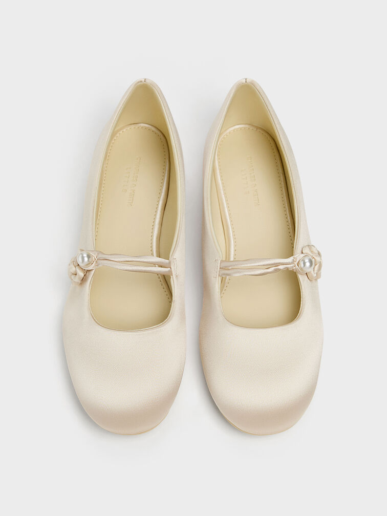 Sepatu Flats Mary Jane Knot-Pearl Orinda Girls, Butter, hi-res