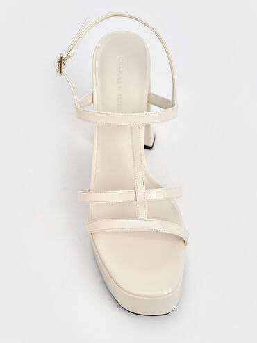 Patent T-Bar Strappy Platform Sandals, Chalk, hi-res