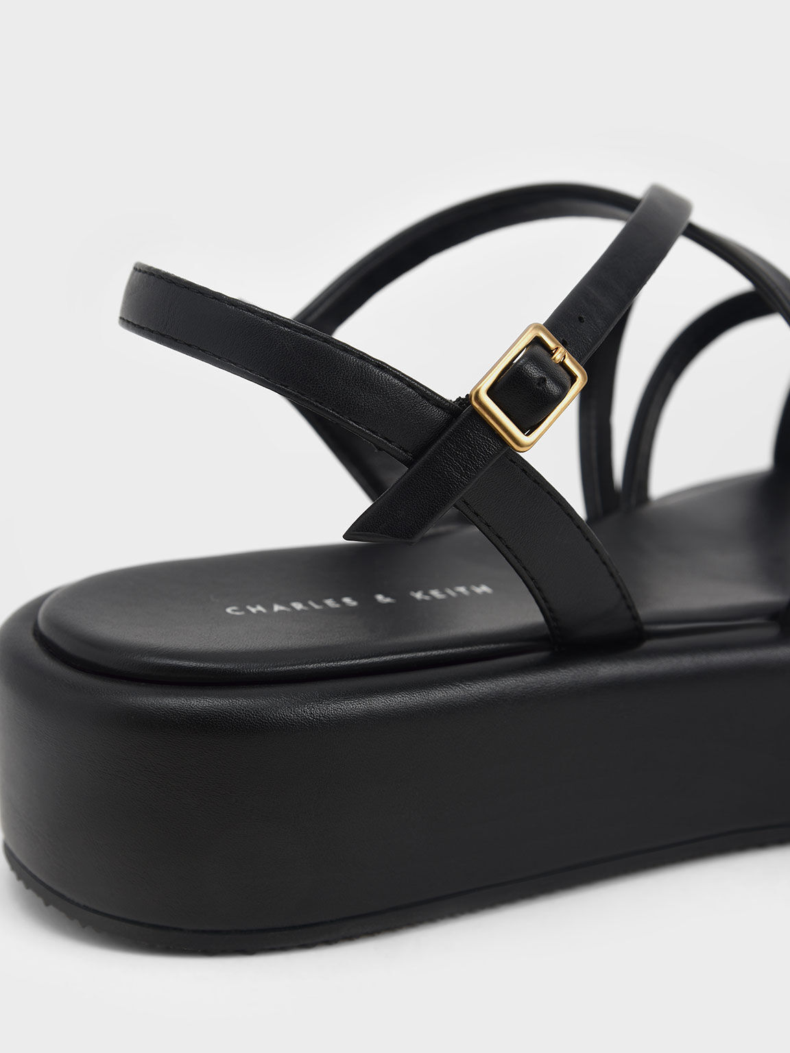 Black Sandal Flatform Strappy Padded 