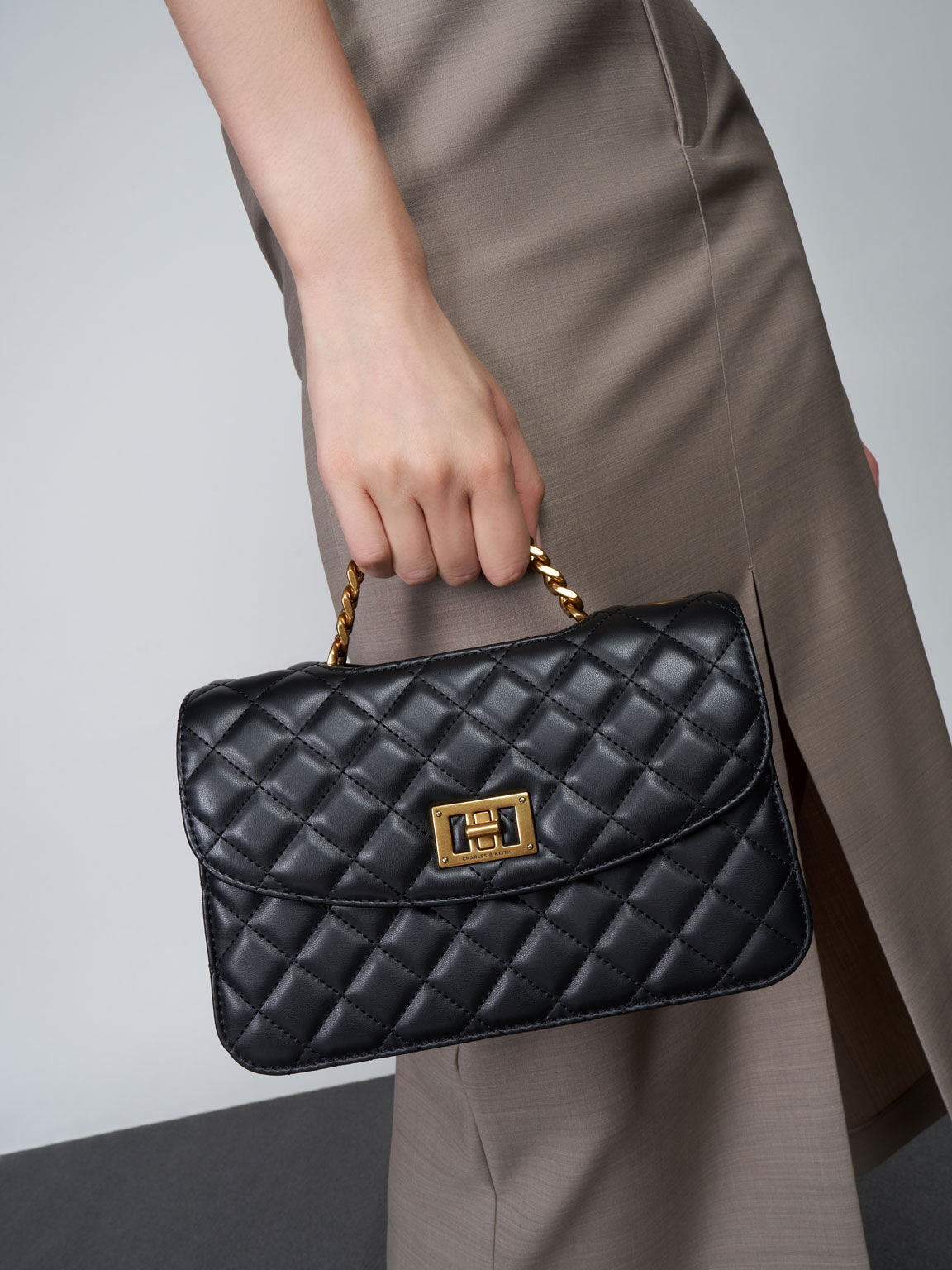 Clutch Quilted, Black, hi-res