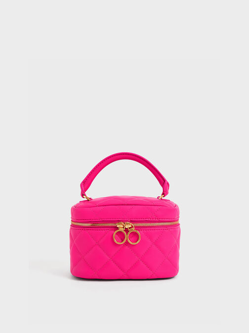 Tas Quilted Two-Way Zip Mini, Fuchsia, hi-res