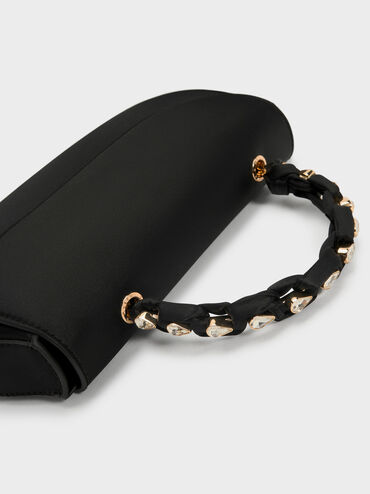 Eilian Satin Braided Top Handle Bag, Black, hi-res