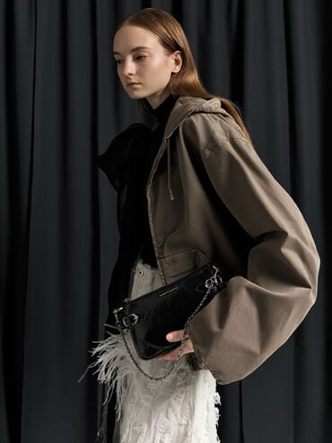 Antonella Chain-Strap Side-Buckle Crossbody Bag, Noir, hi-res