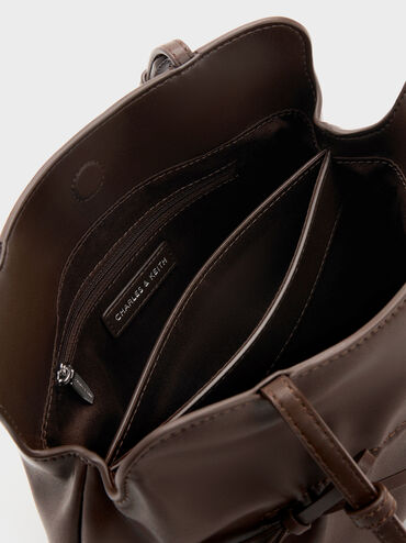 Tas Bahu Bow Ruched Reese, Espresso Brown, hi-res