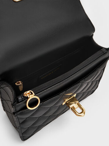 Cressida Quilted Top Handle Bag, Black, hi-res