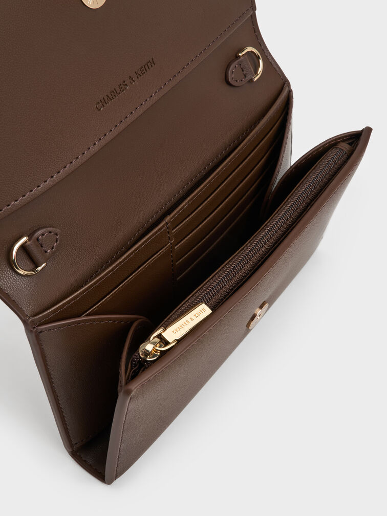 Dompet Panjang Front Flap Octavia, Dark Brown, hi-res