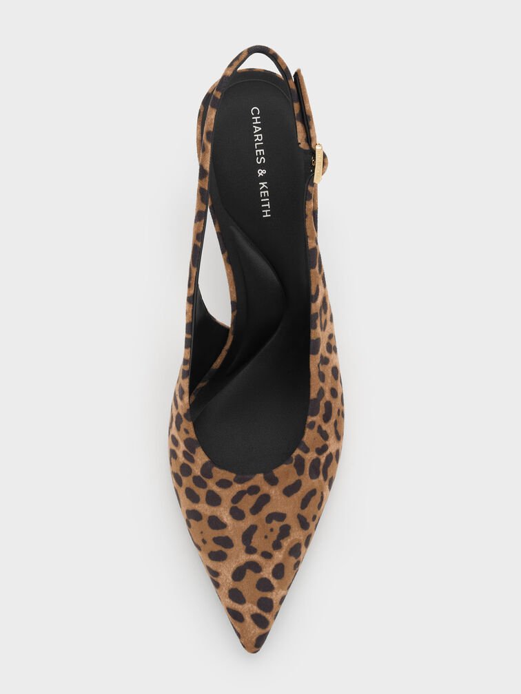Sepatu Pumps Slingback Leopard-Print Emelia, Animal Print Natural, hi-res