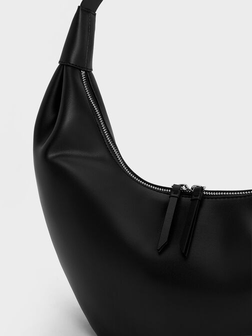 Odella Curved Hobo Bag, Noir, hi-res